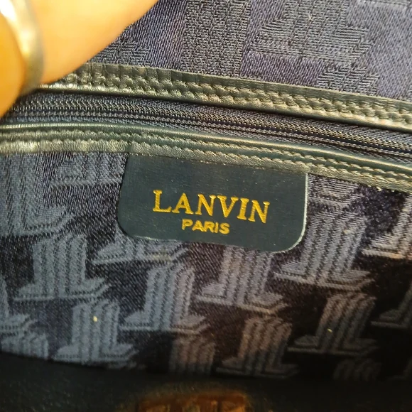 Lanvin Vintage Canvas and Leather Blue Flap Shoulder Bag. - Picture 2 of 9